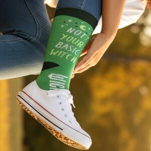 Green Witch-Themed Socks + 1 lotion